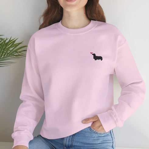 Longhaired Dachshund Sweatshirt for Women - Cute Dachshund Crew Sweatshirt